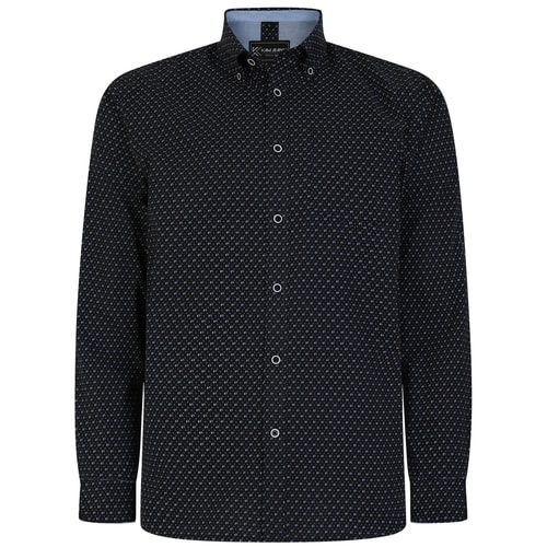 KAM Long Sleeve Micro Print Shirt Black